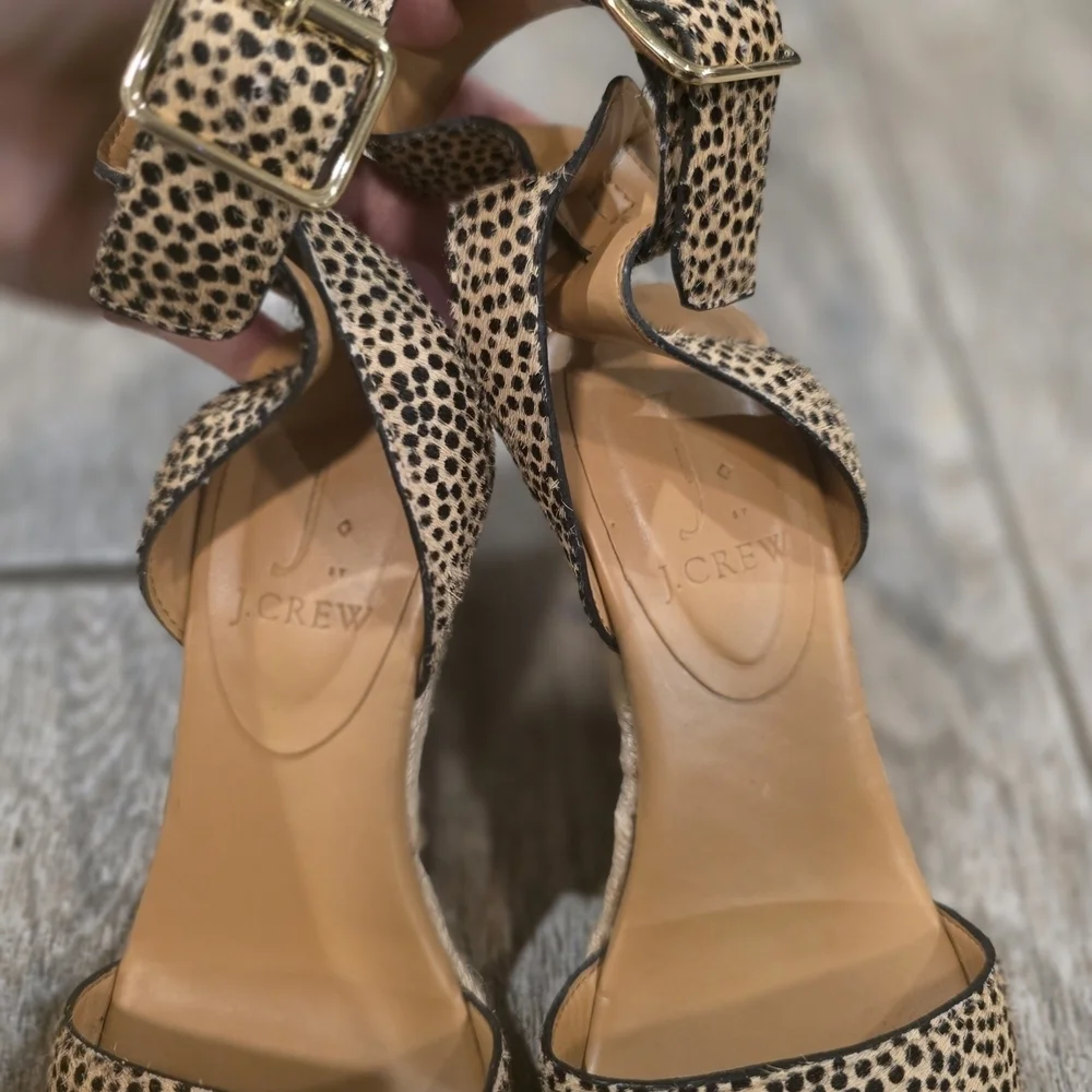 J. Crew Animal print Hair Espardille Wedge Heeled Sandals Sz 5